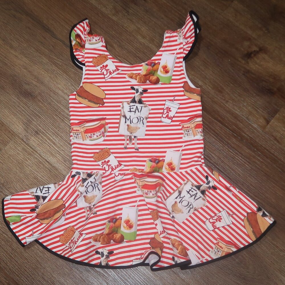 Girls Nicole Rose Handmade Boutique Chick-fil-A Stretch Knit Peplum Shirt Top 7